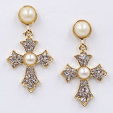 Vintage Boho Crystal Cross Drop Earrings for Women Baroque Bohemian Large Long Earrings Jewelry Brincos 2018