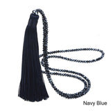 LOVBEAFAS Fashion Boho Long Fringe Tassel Necklaces Women Collier Femme Glass Beads Crystal Statement Collar Bohemian Jewelry