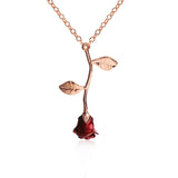 Bijoux Red Rose Flower Statement Necklace Women Choker Rose Gold Color Flower Pendant Necklace Boho Charm Jewelry Nice Gifts