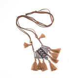 Vintage Boho Bohemian Ethnic Statement Tassel Pendant Necklace for Women Sweater Chain Choker Jewelry Accessories Gifts