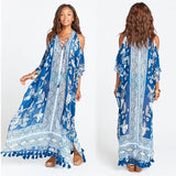 Ailunsnika Plus Size Women Summer African Ethnic Print Kaftan Maxi Dress 2018 Summer Loose Vintage Boho Beach Long Dress MX352