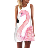 Plus Size S-3XL Sleeveless Beach Boho Dress Flamingo Floral Print Clothes Women 2018 Summer Short Shift Dresses Casual Vestido