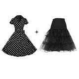 Kenancy Plus Size 4XL Women Retro Dress 50s 60s Vintage Rockabilly Swing feminino vestidos V neck short sleeves Dot print Dress