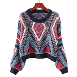 2018 Women's Sweater Female Casual Long Sleeve Warm Argyle Pattern Designer Sweater Women Knitted Pullovers Brand Jumper MC72