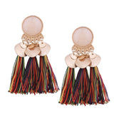 Naomy&ZP Ethnic Tassel Earrings Dangle Bohemian Earrings for Women Coin Boho Fringe Drop Earrings Stones Vintage Jewelry Brincos