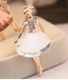 Fashion Jewelry Bohemian Shiny Crystal Ballet Pendant Necklace Statement Ballet Long Necklace Female Elegant Necklace